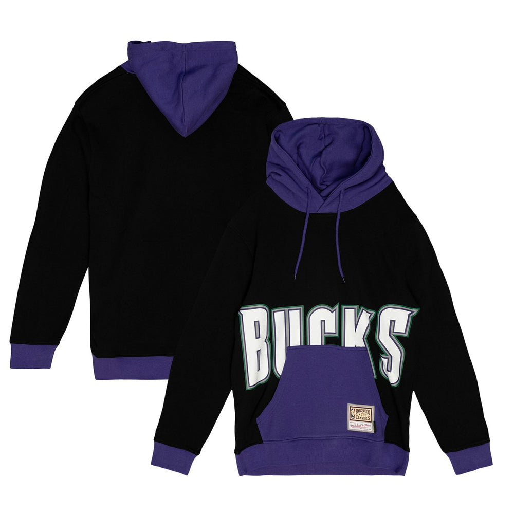 Mitchell & Ness Milwaukee Bucks Hardwood Classics Big Face 5.0 Pullover Hoodie Black