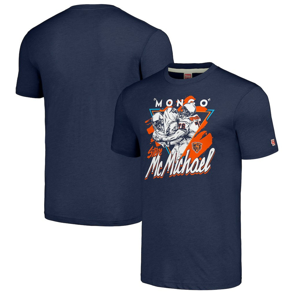 Steve McMichael Chicago Bears Homage Unisex Caricature Retired Player Tri-Blend T-Shirt - Navy - NFL