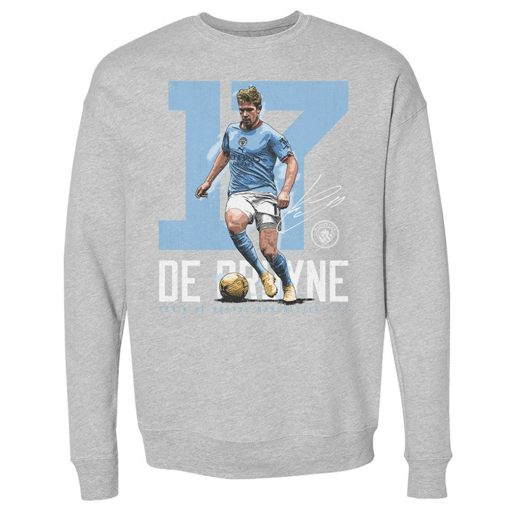 Manchester City 500 Level Bold Number Pullover Crewneck Sweatshirt Heather Gray