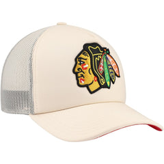 Chicago Blackhawks Mitchell & Ness Foam Front Trucker Adjustable Hat - Cream | NHL Clearance