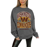 Washington Commanders Gameday Couture Women's Oversized Long Weekend Premium Fleece Drop Shoulder Pullover Sweatshirt - Charcoal - NFL