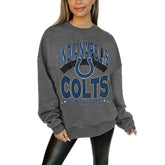 Indianapolis Colts Gameday Couture Women's Oversized Long Weekend Premium Fleece Drop Shoulder Pullover Sweatshirt - Charcoal - NFL