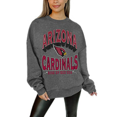 Arizona Cardinals Gameday Couture Women's Oversized Long Weekend Premium Fleece Drop Shoulder Pullover Sweatshirt - Charcoal - NFL