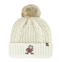 Cleveland Browns '47 Women's Meeko Cuffed Knit Hat with Pom - Cream - 47 brand