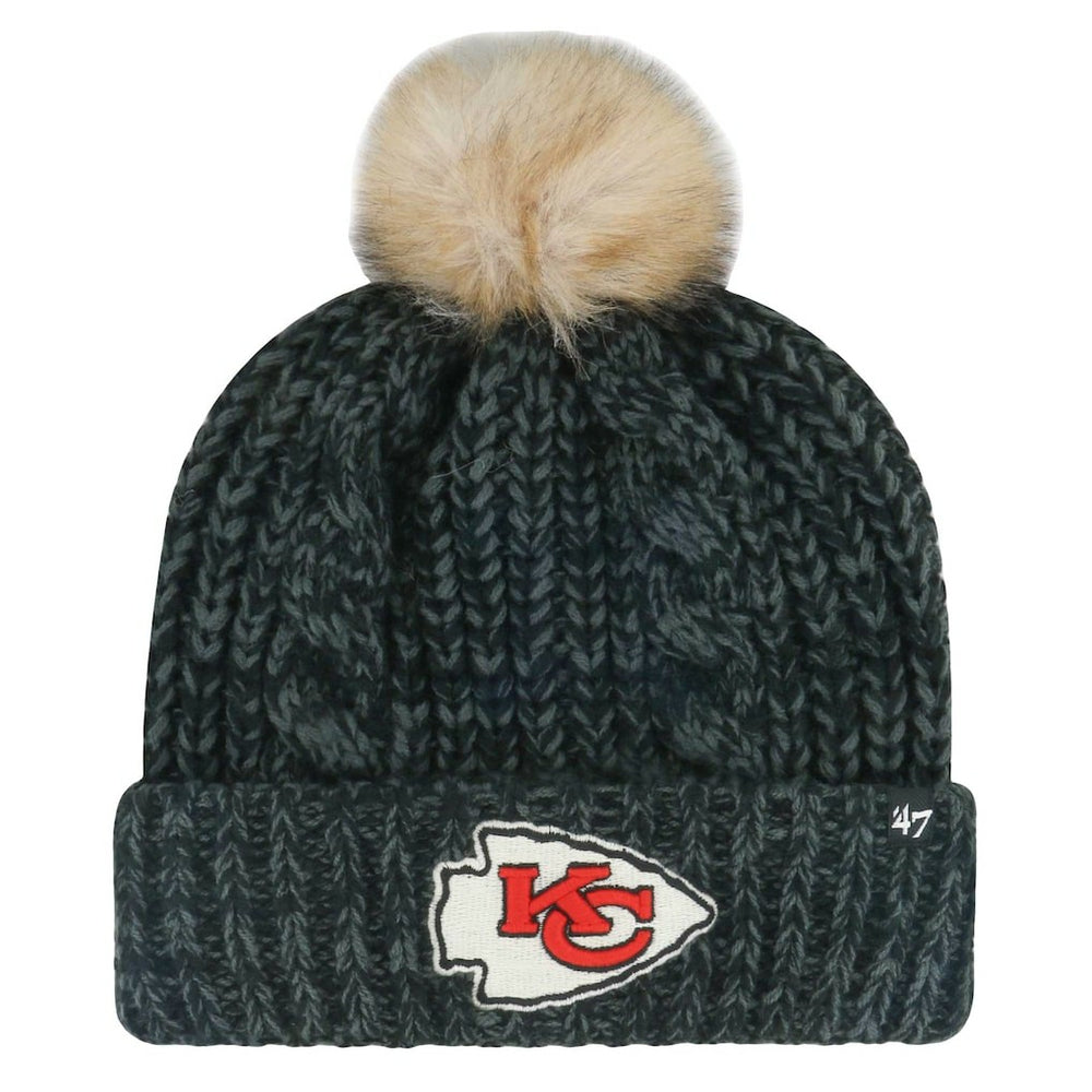 Kansas City Chiefs '47 Women's Meeko Cuffed Knit Hat with Pom - Black - 47 brand