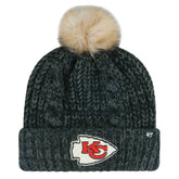 Kansas City Chiefs '47 Women's Meeko Cuffed Knit Hat with Pom - Black - 47 brand