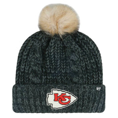 Kansas City Chiefs '47 Women's Meeko Cuffed Knit Hat with Pom - Black - 47 brand