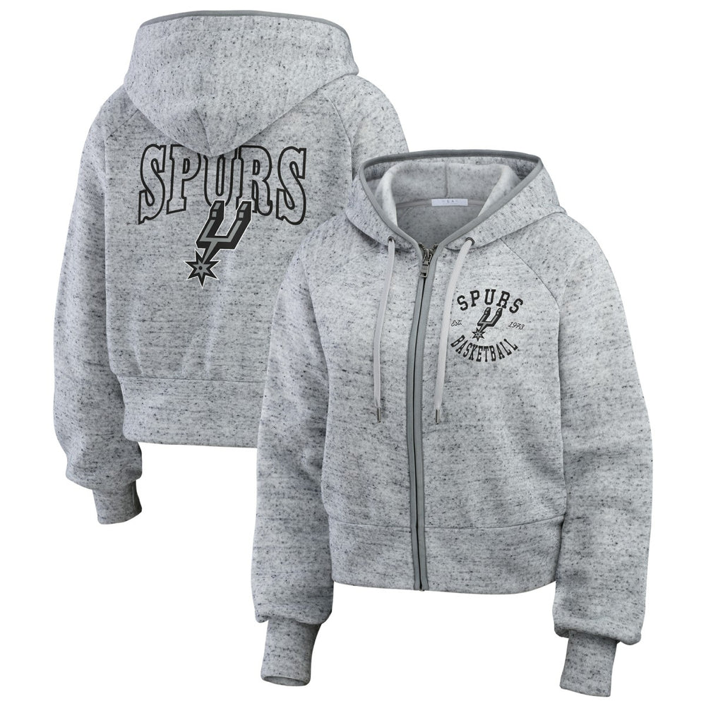 San Antonio Spurs WEAR by Erin Andrews Women's Speckled Radiator Full-Zip Hoodie Heather Gray