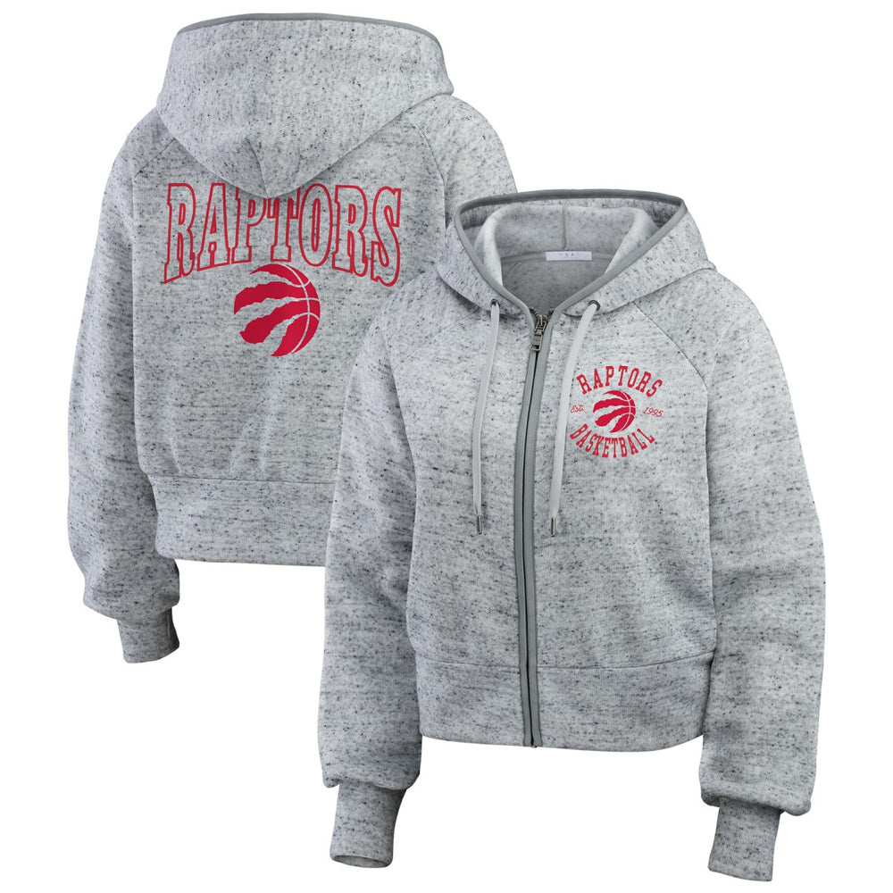 Toronto Raptors WEAR by Erin Andrews Women's Speckled Radiator Full-Zip Hoodie Heather Gray