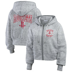 Houston Rockets WEAR by Erin Andrews Women's Speckled Radiator Full-Zip Hoodie Heather Gray