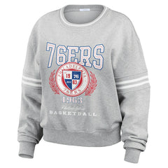 Philadelphia 76ers WEAR by Erin Andrews Women's French Terry Pullover Sweatshirt Heather Gray
