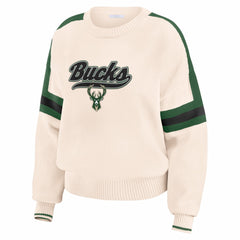 Milwaukee Bucks WEAR by Erin Andrews Women's Stripe Pullover Sweater Cream