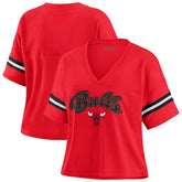 Chicago Bulls WEAR by Erin Andrews Women's Color Block Boxy V-Neck T-Shirt Red