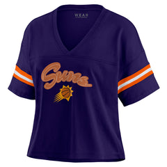 Phoenix Suns WEAR by Erin Andrews Women's Plus Size Color Block Boxy V-Neck T-Shirt Purple