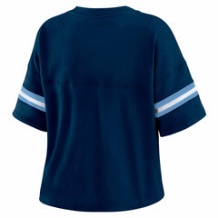 Memphis Grizzlies WEAR by Erin Andrews Women's Plus Size Color Block Boxy V-Neck T-Shirt Navy