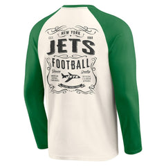 New York Jets Darius Rucker Collection Raglan Henley Long Sleeve T-Shirt - Cream/Green - Fanatics
