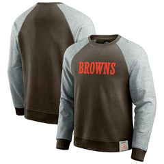 Cleveland Browns Darius Rucker Collection Colorblock Pullover Sweatshirt - Brown/Heather Gray - Fanatics