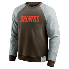 Cleveland Browns Darius Rucker Collection Colorblock Pullover Sweatshirt - Brown/Heather Gray - Fanatics