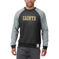 New Orleans Saints Darius Rucker Collection Colorblock Pullover Sweatshirt - Black/Heather Gray - Fanatics