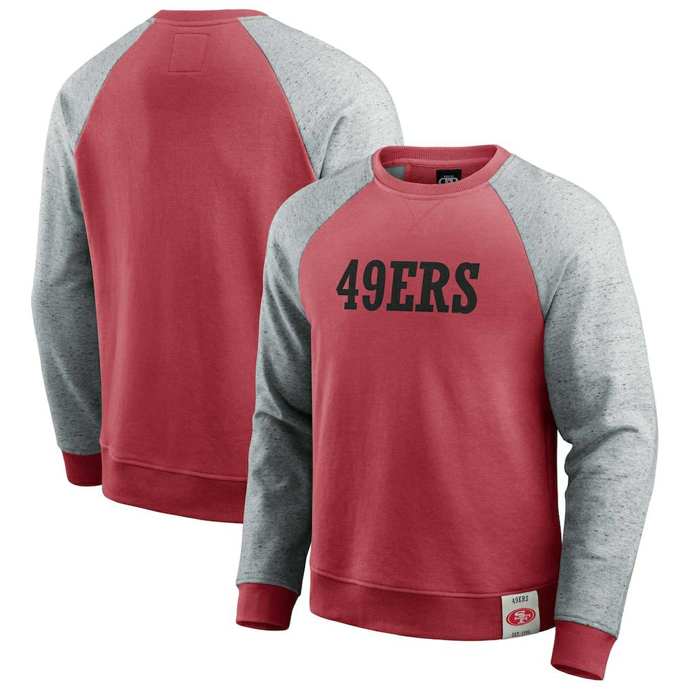 San Francisco 49ers Darius Rucker Collection Colorblock Pullover Sweatshirt - Scarlet/Heather Gray - Fanatics