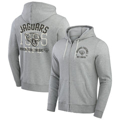 Jacksonville Jaguars Darius Rucker Collection Vintage Stripe Full-Zip Hoodie - Heather Gray - Fanatics