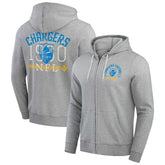 Los Angeles Chargers Darius Rucker Collection Vintage Stripe Full-Zip Hoodie - Heather Gray - Fanatics
