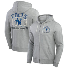 Indianapolis Colts Darius Rucker Collection Vintage Stripe Full-Zip Hoodie - Heather Gray - Fanatics