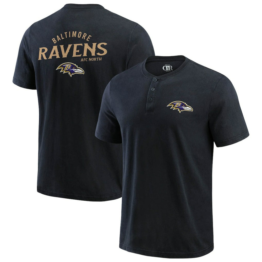 Baltimore Ravens Darius Rucker Collection Washed Henley T-Shirt - Black - Fanatics