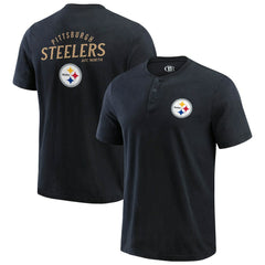 Pittsburgh Steelers Darius Rucker Collection Washed Henley T-Shirt - Black - Fanatics
