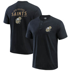 New Orleans Saints Darius Rucker Collection Washed Henley T-Shirt - Black - Fanatics