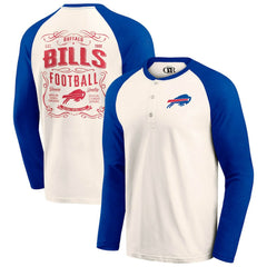 Buffalo Bills Darius Rucker Collection Raglan Henley T-Shirt - Cream/Royal - Fanatics