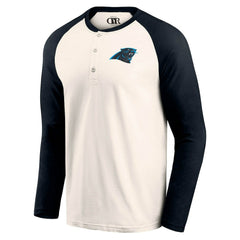 Carolina Panthers Darius Rucker Collection Raglan Henley T-Shirt - Cream/Black - Fanatics