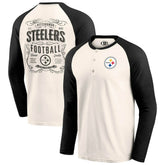 Pittsburgh Steelers Darius Rucker Collection Raglan Henley T-Shirt - Cream/Black - Fanatics