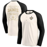New Orleans Saints Darius Rucker Collection Raglan Henley T-Shirt - Cream/Black - Fanatics