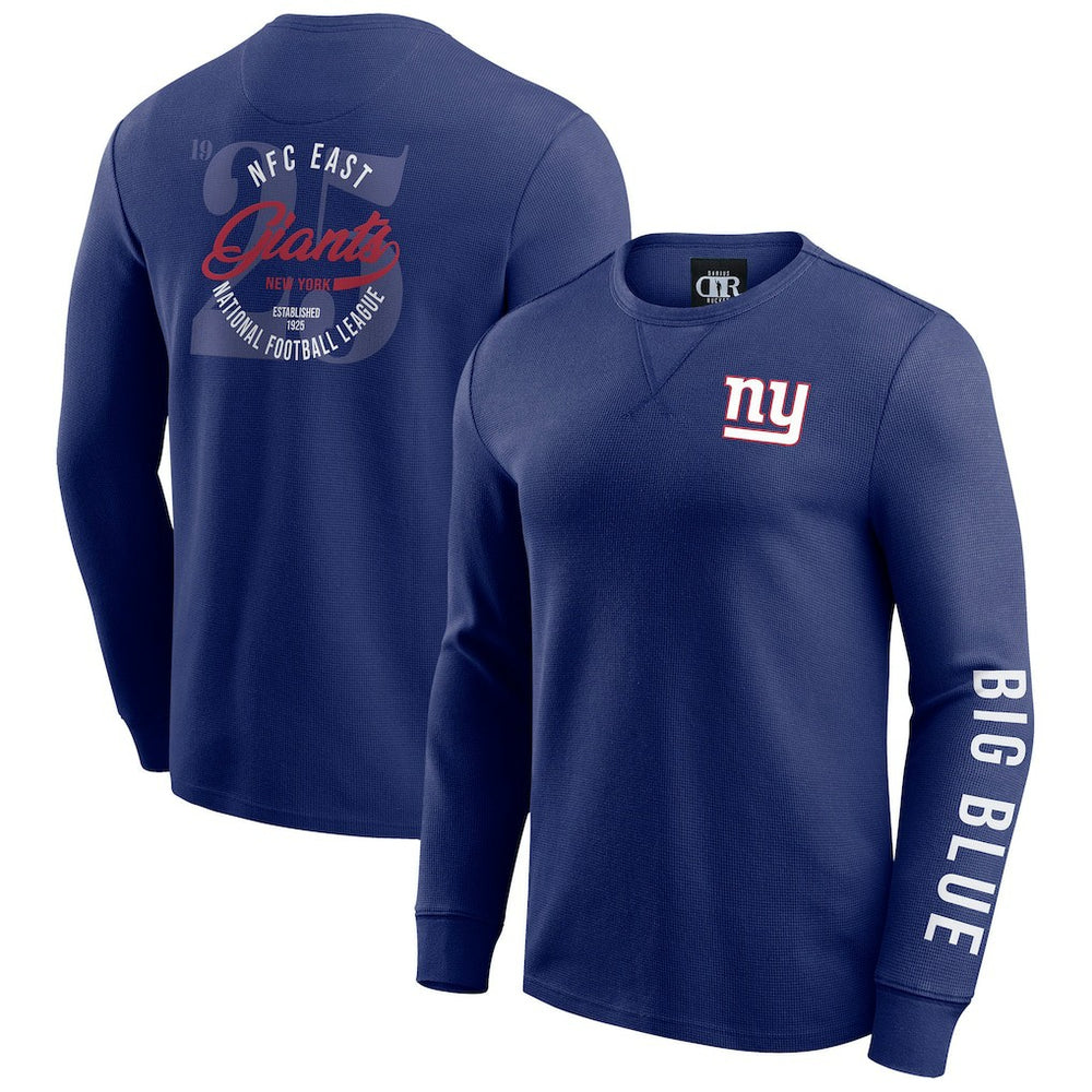 New York Giants Darius Rucker Collection Washed Waffle-Knit Long Sleeve T-Shirt - Royal - Fanatics