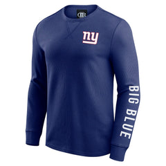 New York Giants Darius Rucker Collection Washed Waffle-Knit Long Sleeve T-Shirt - Royal - Fanatics