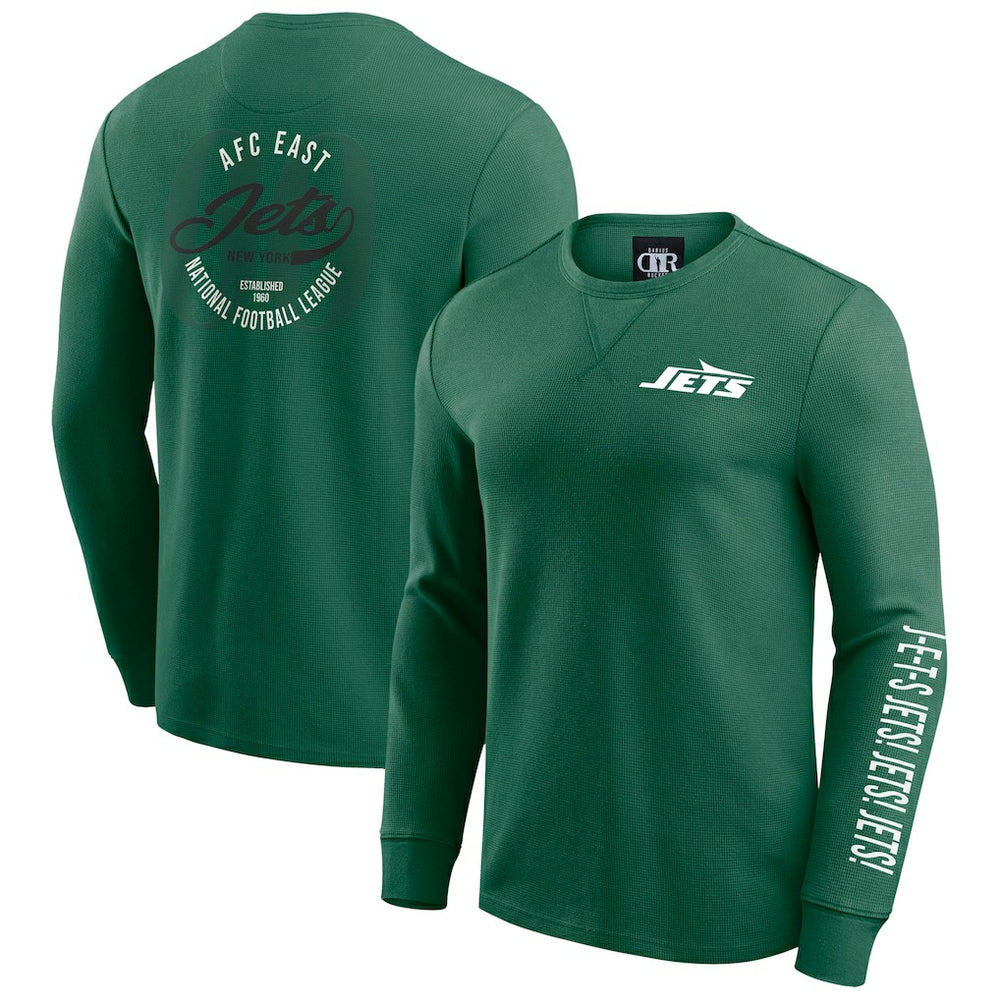 New York Jets Darius Rucker Collection Washed Waffle-Knit Long Sleeve T-Shirt - Green - Fanatics