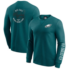 Philadelphia Eagles Darius Rucker Collection Washed Waffle-Knit Long Sleeve T-Shirt - Kelly Green - Fanatics
