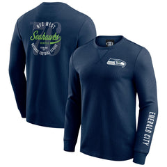 Seattle Seahawks Darius Rucker Collection Washed Waffle-Knit Long Sleeve T-Shirt - College Navy - Fanatics