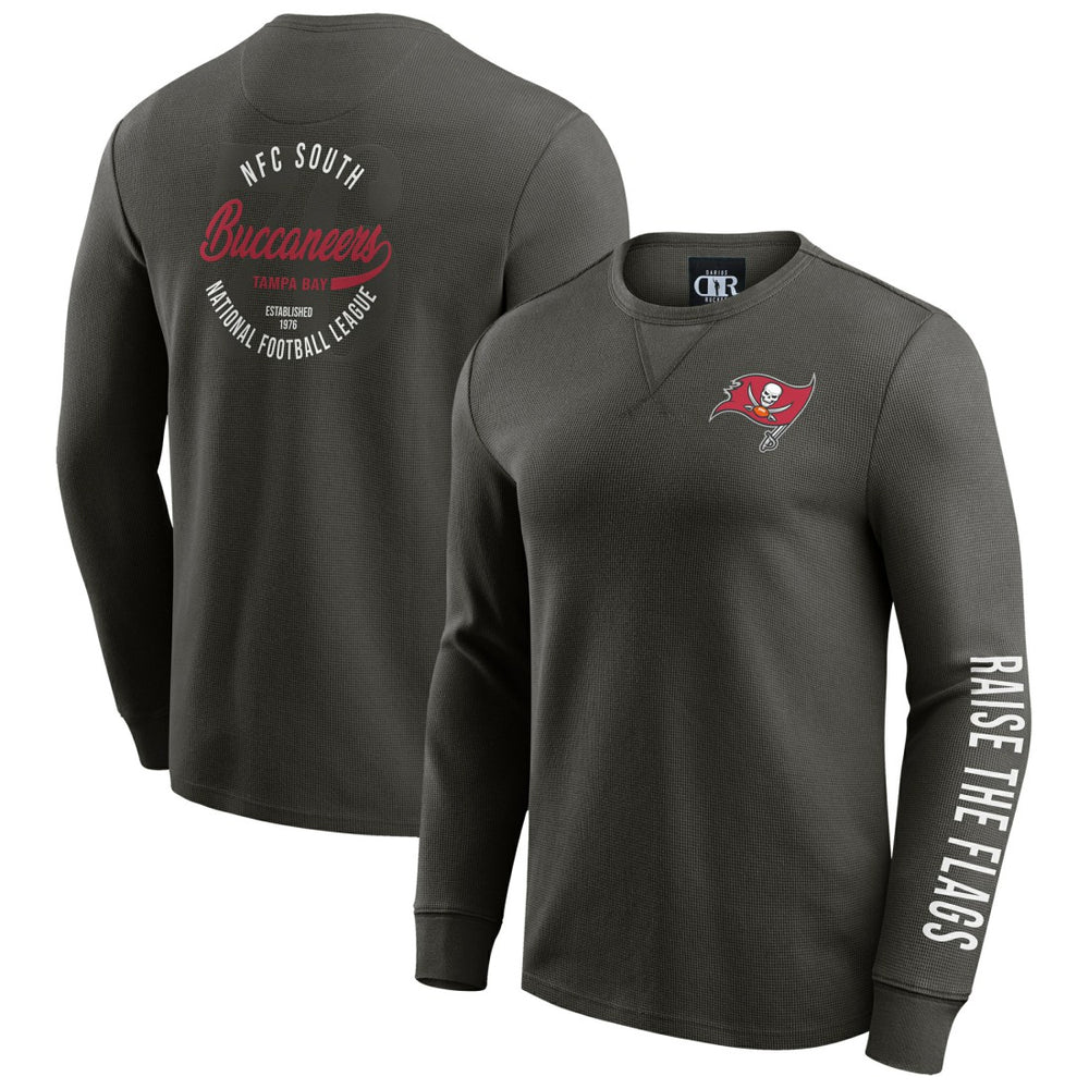 Tampa Bay Buccaneers Darius Rucker Collection Washed Waffle-Knit Long Sleeve T-Shirt - Pewter - Fanatics
