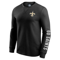 New Orleans Saints Darius Rucker Collection Washed Waffle-Knit Long Sleeve T-Shirt - Black - Fanatics