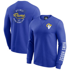 Los Angeles Rams Darius Rucker Collection Washed Waffle-Knit Long Sleeve T-Shirt - Royal - Fanatics