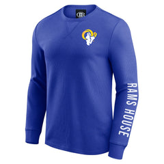 Los Angeles Rams Darius Rucker Collection Washed Waffle-Knit Long Sleeve T-Shirt - Royal - Fanatics