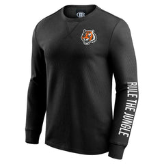 Cincinnati Bengals Darius Rucker Collection Washed Waffle-Knit Long Sleeve T-Shirt - Black - Fanatics