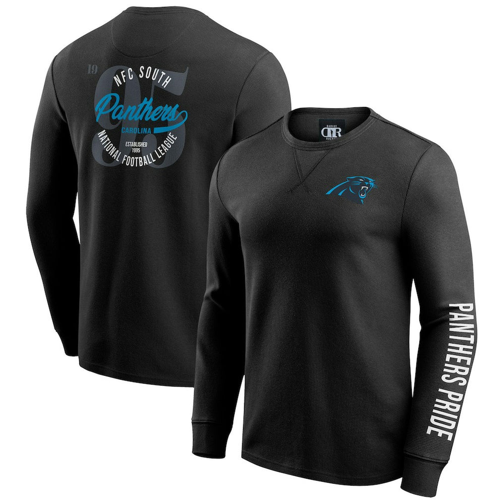 Carolina Panthers Darius Rucker Collection Washed Waffle-Knit Long Sleeve T-Shirt - Black - Fanatics