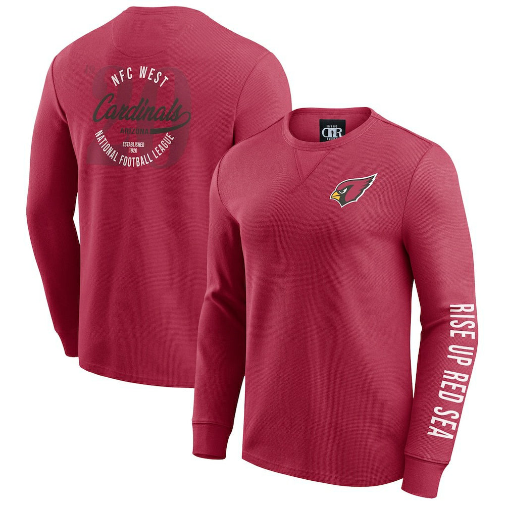 Arizona Cardinals Darius Rucker Collection Washed Waffle-Knit Long Sleeve T-Shirt - Red - Fanatics
