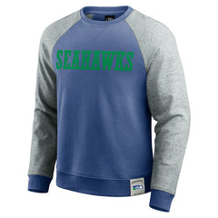 Seattle Seahawks Darius Rucker Collection Throwback Color Block Raglan Pullover Sweatshirt - Royal/Heather Gray - Fanatics