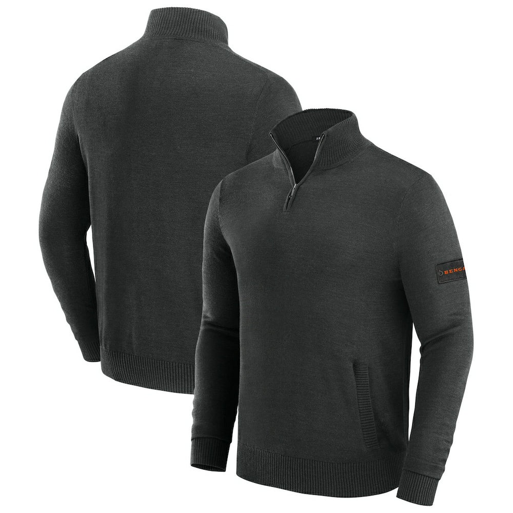 Cincinnati Bengals J. Palmer Franchise Quarter-Zip Sweater - Black - NFL