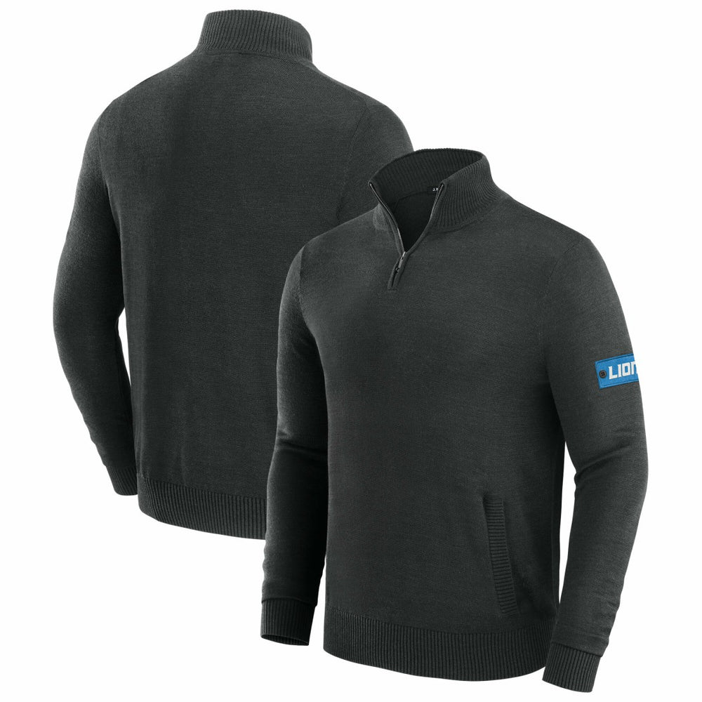 Detroit Lions J. Palmer Franchise Quarter-Zip Sweater - Black - NFL