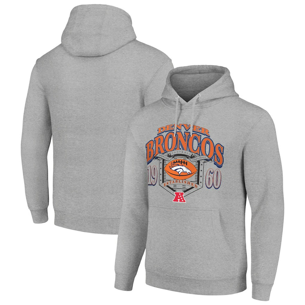 Denver Broncos Starter 80s Retro Pullover Hoodie - Heather Gray - NFL